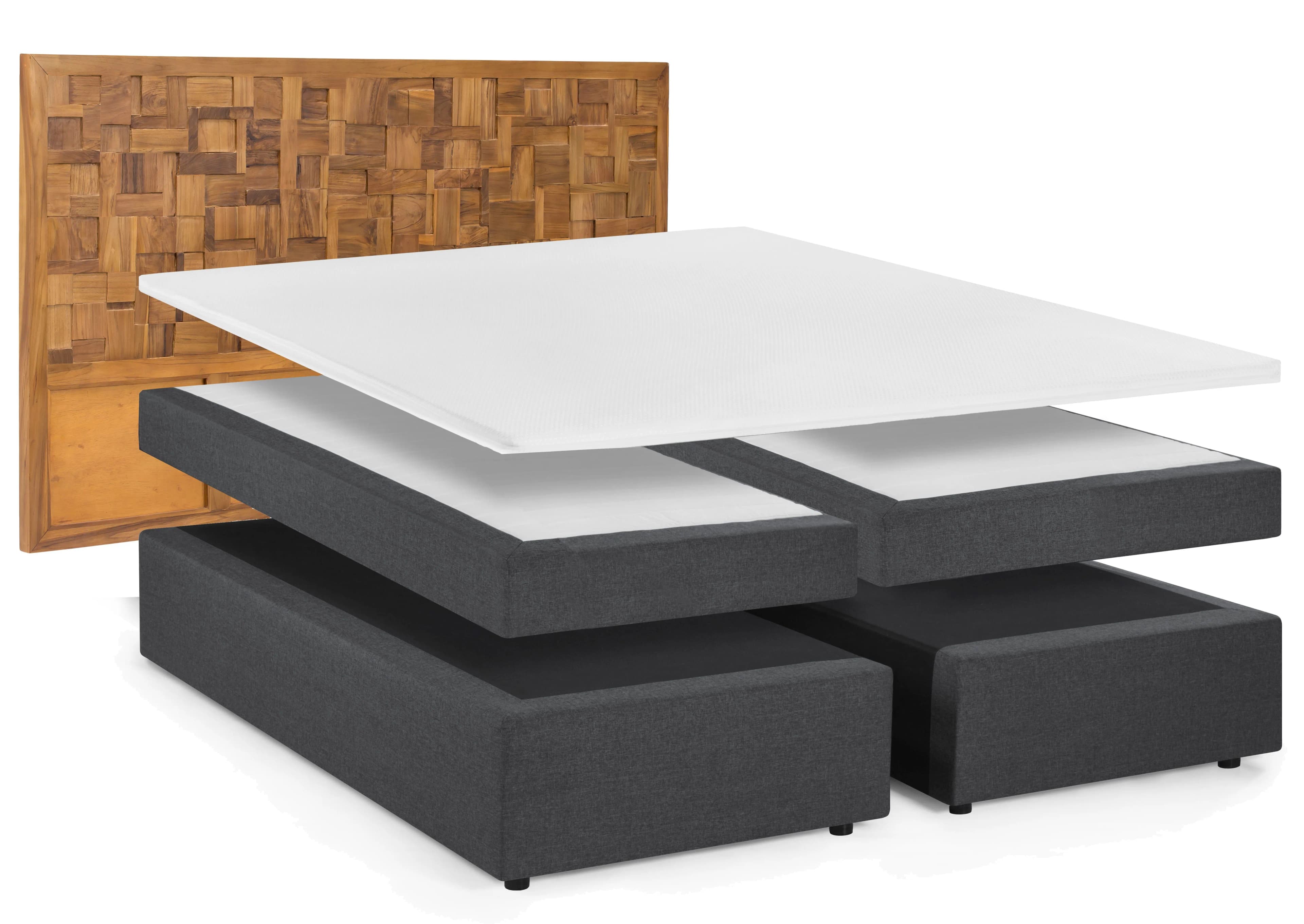 Boxspringbett mit Holz-Mosaik-Kopfteil 3