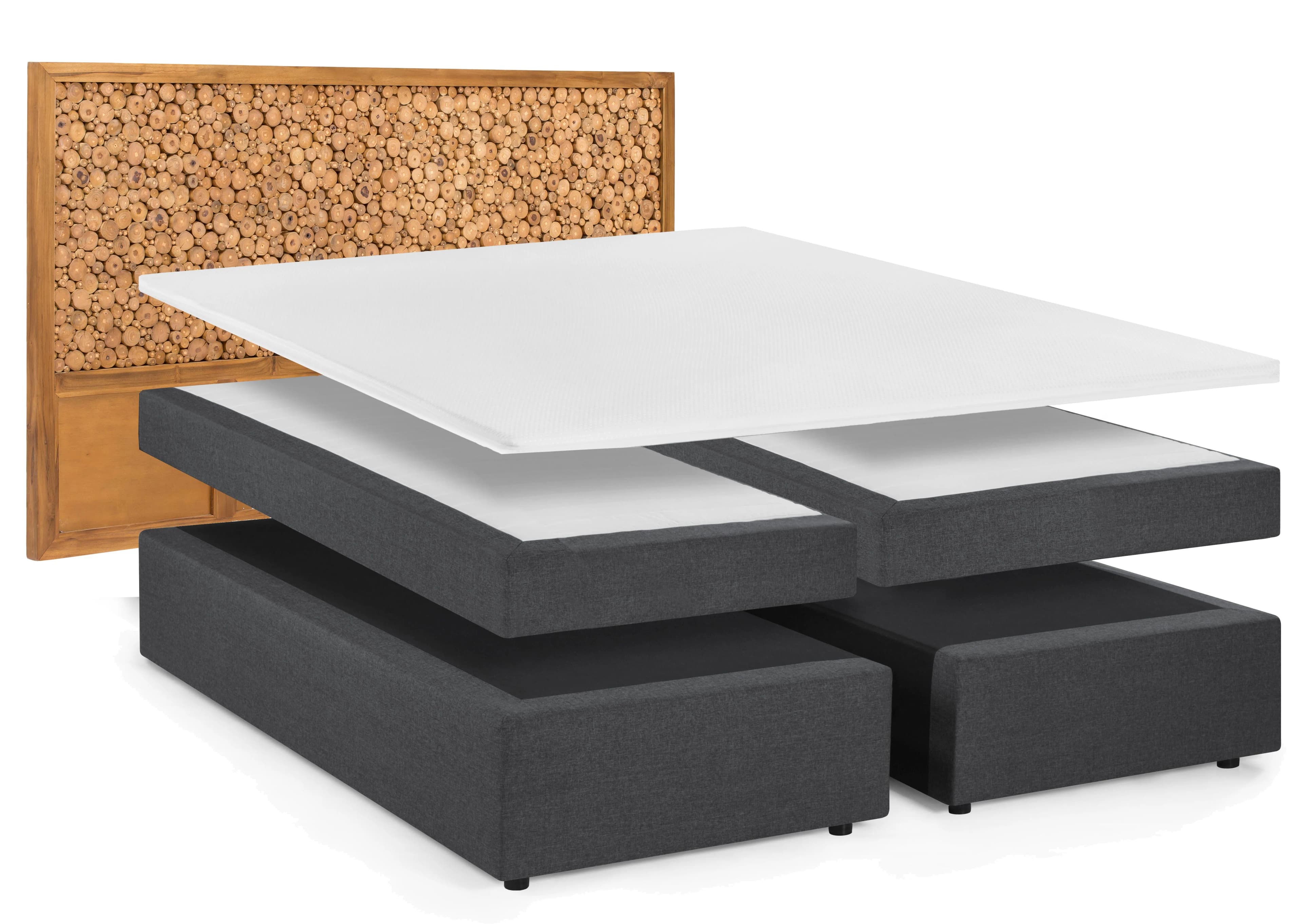 Boxspringbett mit Kopfteil aus Astscheiben 3